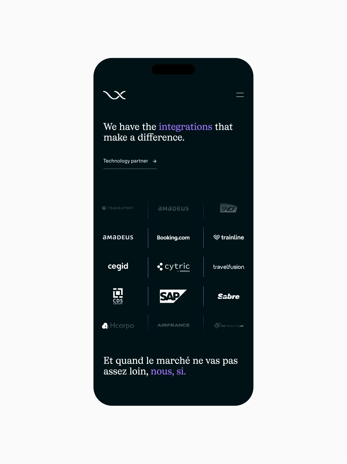 Site Voyagexpert sur mobile, intégrations